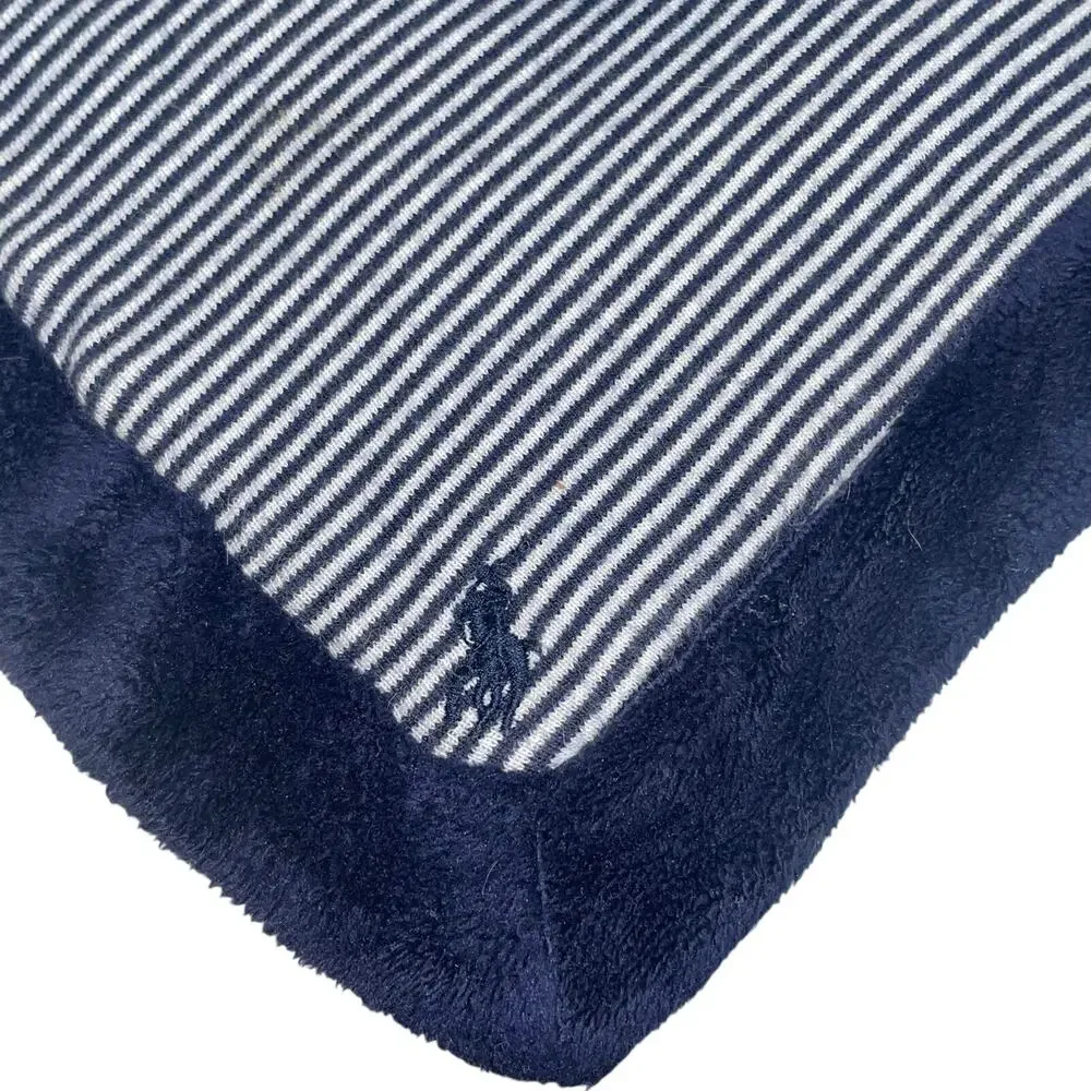 Ralph Lauren Polo Bear Lovey Security Blanket Navy Blue White Stripe Retired HTF